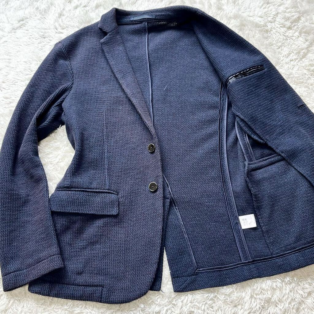  ultimate beautiful goods rare M~L corresponding United Arrows UNITED ARROWS tailored jacket knitted stretch navy navy blue 2B largish gradation 