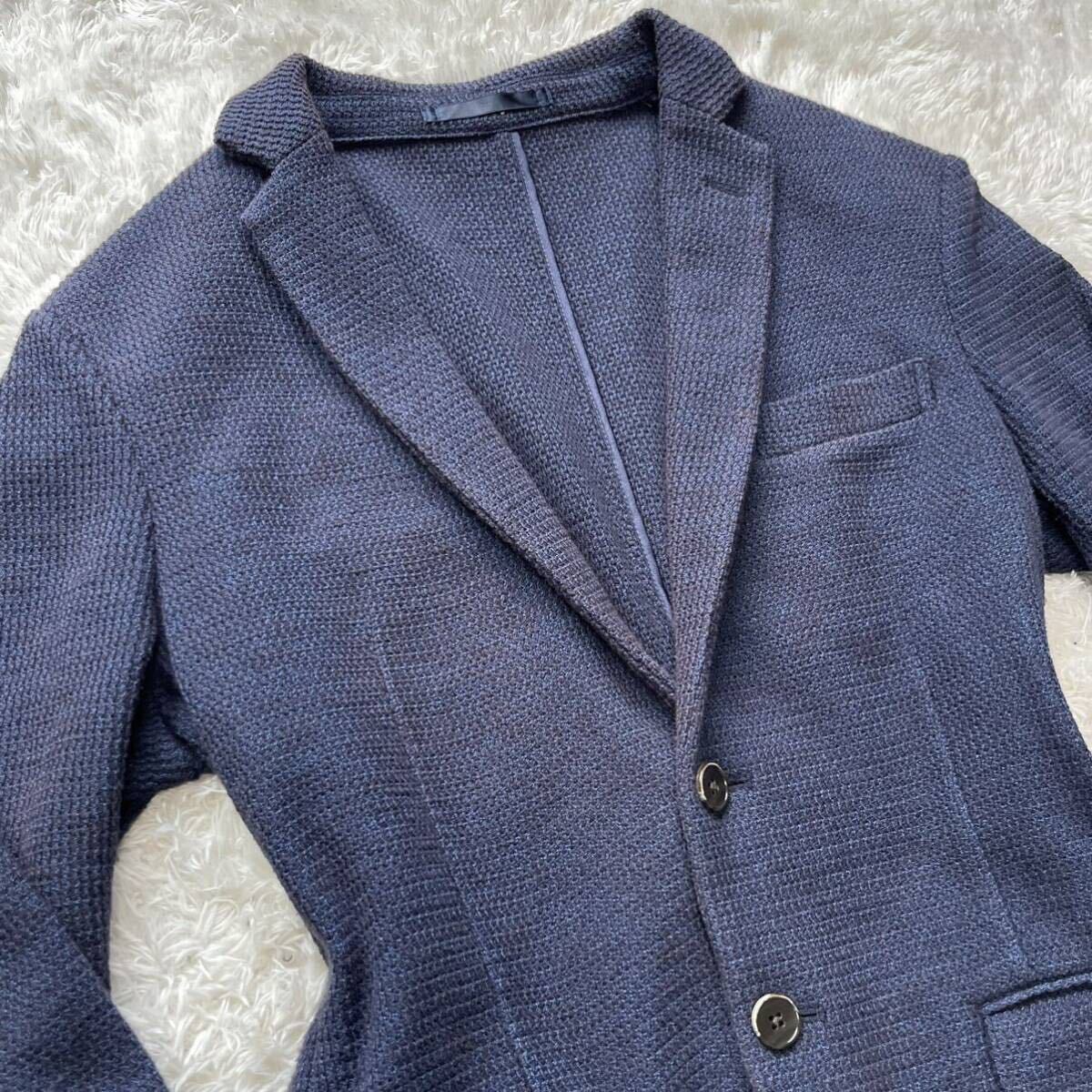  ultimate beautiful goods rare M~L corresponding United Arrows UNITED ARROWS tailored jacket knitted stretch navy navy blue 2B largish gradation 