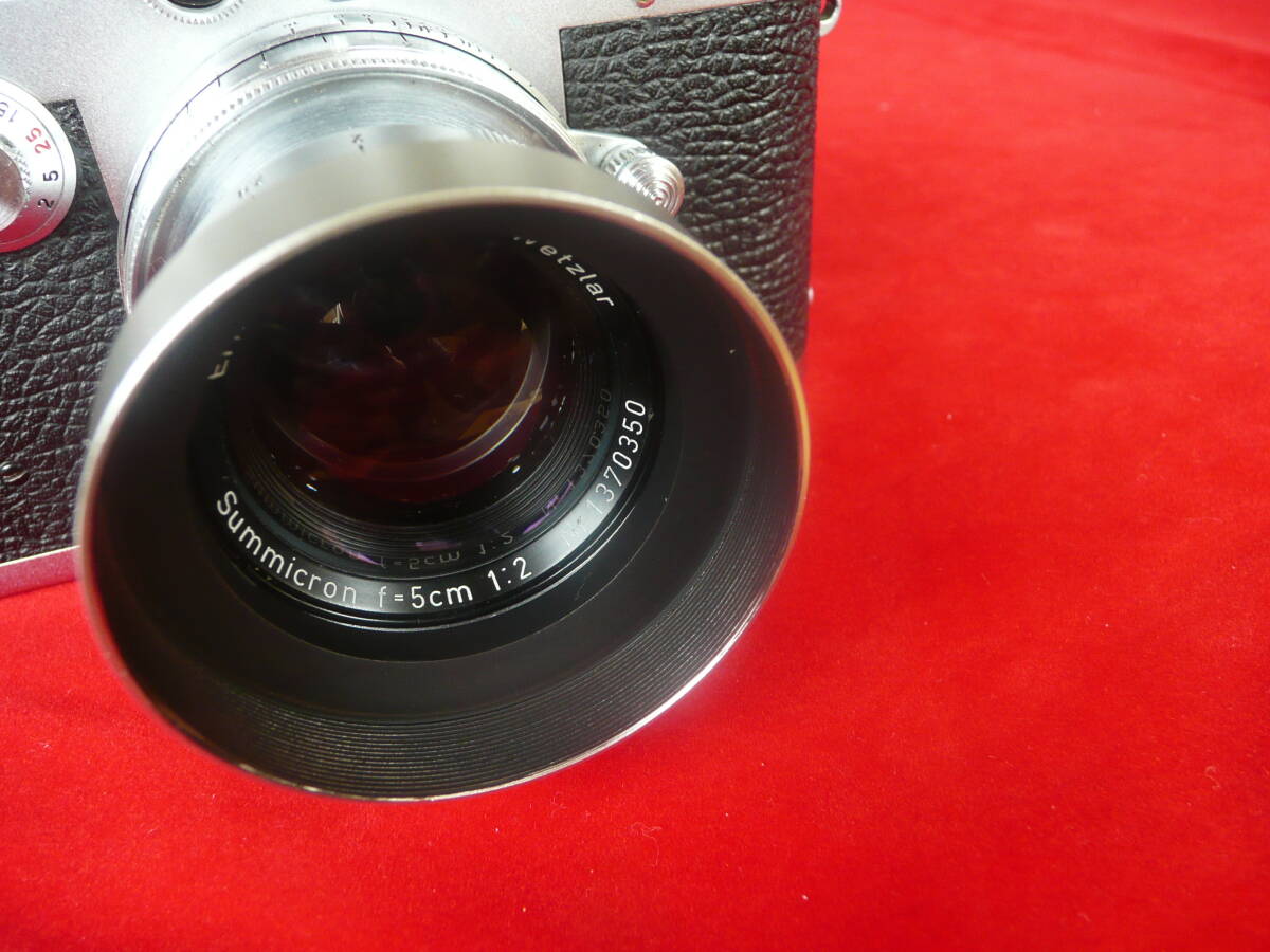 【未使用・美品】LEICA ライカ・ズミクロン 50mm/f2LM レンズ用フード 39ｍｍ 非純正 アルミ製 本体9ｇ 超軽量2_装着例。カメラ、レンズ、ファイダは対象外