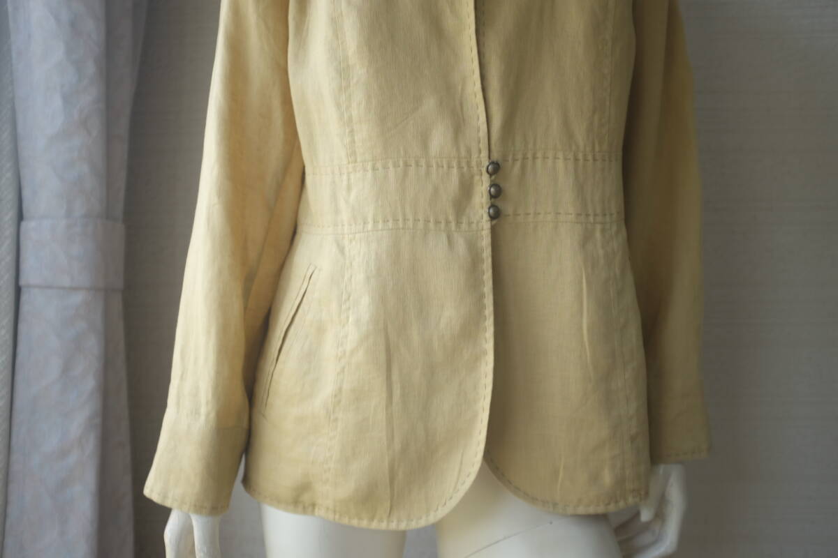  simple life *SINPLE LIFE* beautiful goods * jacket *linen* flax * honey yellow group * large size 13 number 