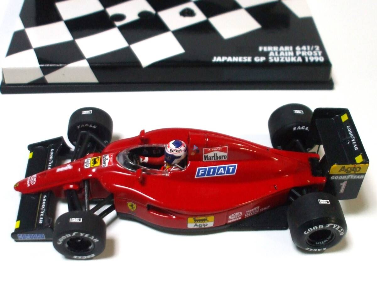 Marlboro★フェラーリ 641/2 プロスト フィギュア PMAケース 日本GP タイヤ交換.デカール全貼替 F1-90★IXO 1/43の画像7
