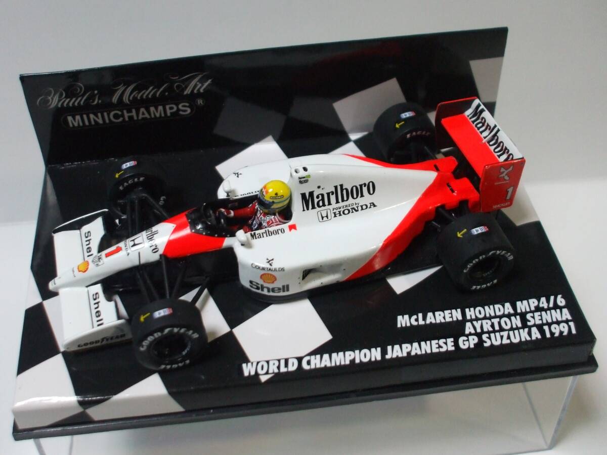 Marlboro★マクラーレン ホンダ MP4/6 セナ 日本GP デカール貼替.フィギュア.ケース変更★PMA 1/43_画像6