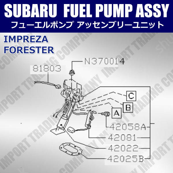 スバル　インプレッサ　燃料ポンプ　フューエルポンプ　GC8　GC8LD　GF8　GF8LD　GM8　ASSYユニット　42021-FC010　42021-FA310　AWD_画像3