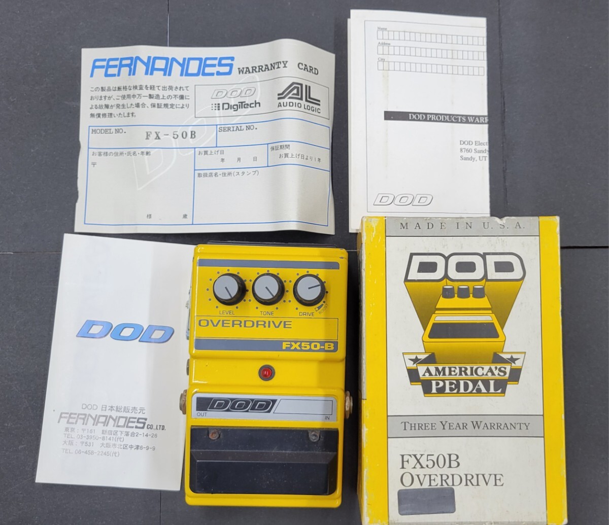 中古品美品　DOD オーバードライブ FX50-B USA エフェクター　箱入　動作未確認　