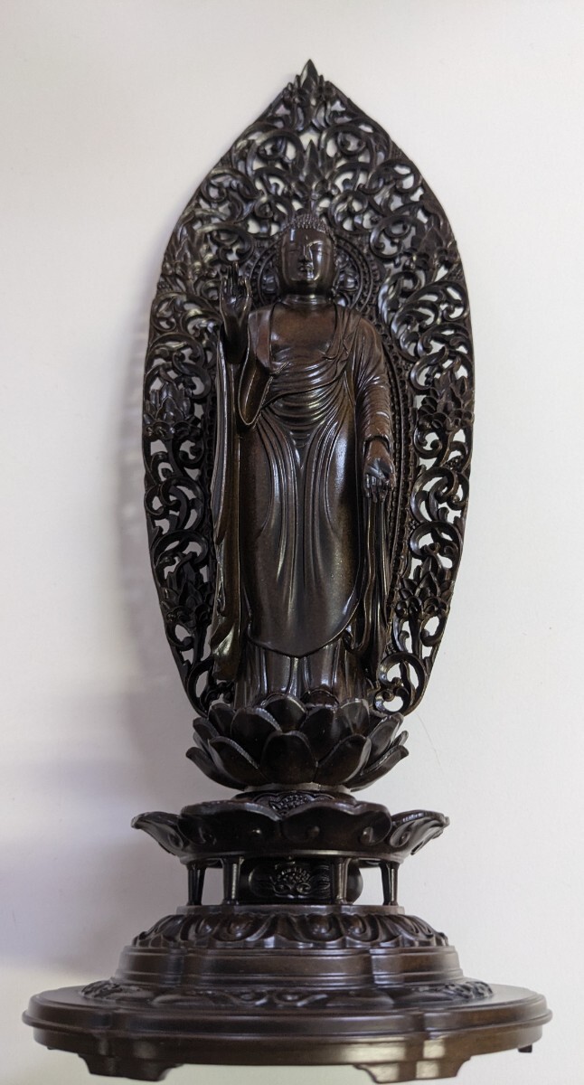 阿弥陀如来 松久朋琳 仏壇 仏壇 伝統工芸 骨董 アンティーク 箱付き 復刻 ブロンズ像の画像1