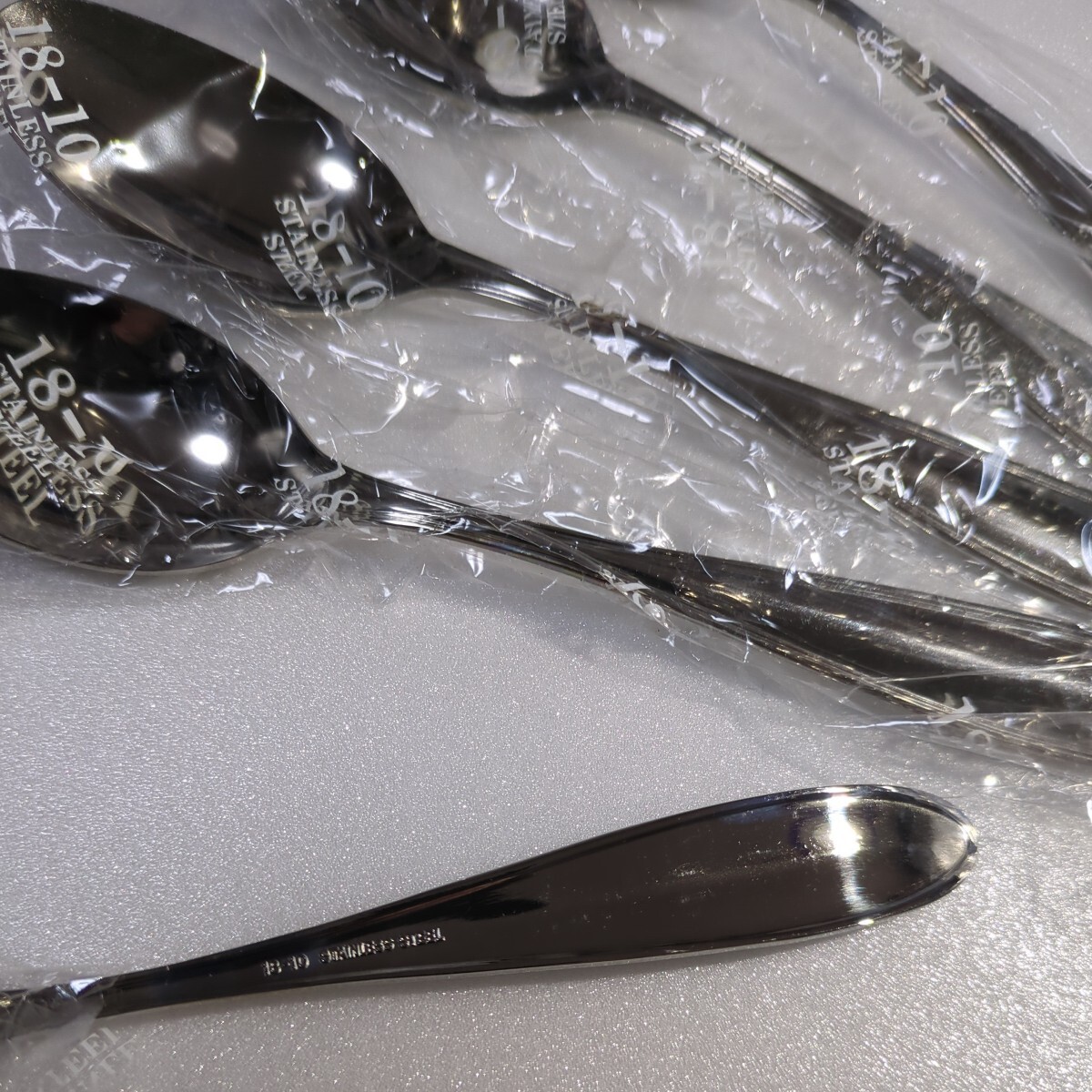  unused 18-10 stainless steel spoon (17.5)5pc mirror finishing cutlery soup * curry *pi rough kitchen miscellaneous goods 