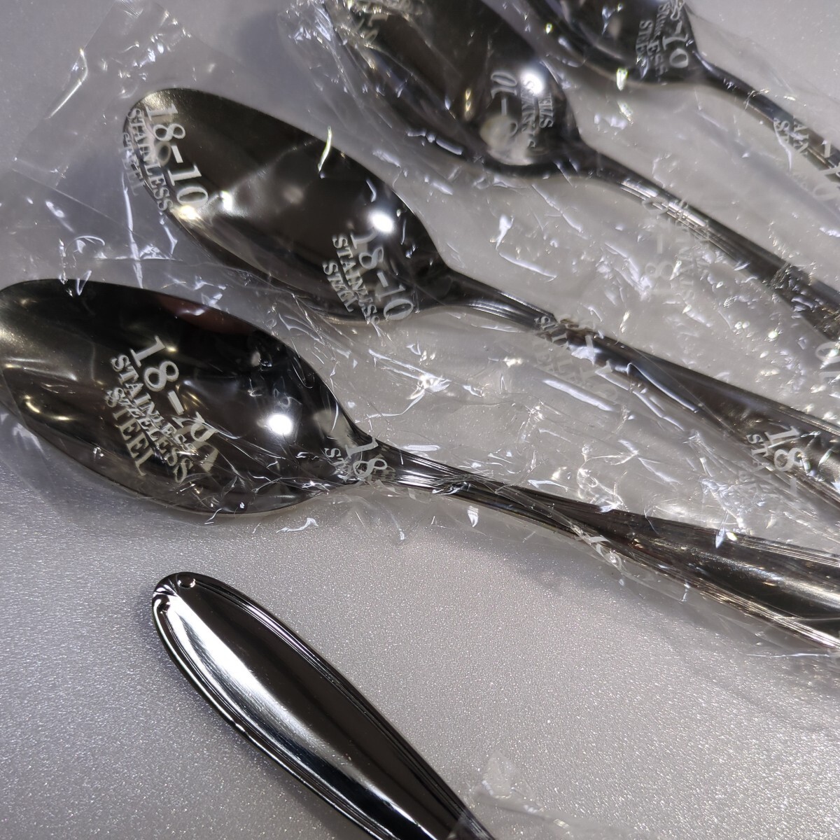  unused 18-10 stainless steel spoon (17.5)5pc mirror finishing cutlery soup * curry *pi rough kitchen miscellaneous goods 