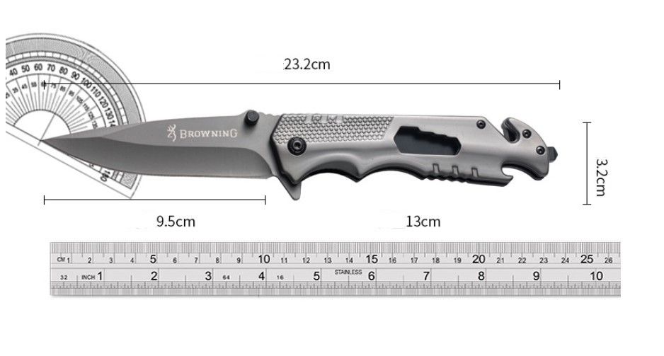アウトドア ナイフ フォールディングナイフ キャンプ 折りたたみナイフ 5-IN-1多機能ナイフ（色：ブラック） Q10