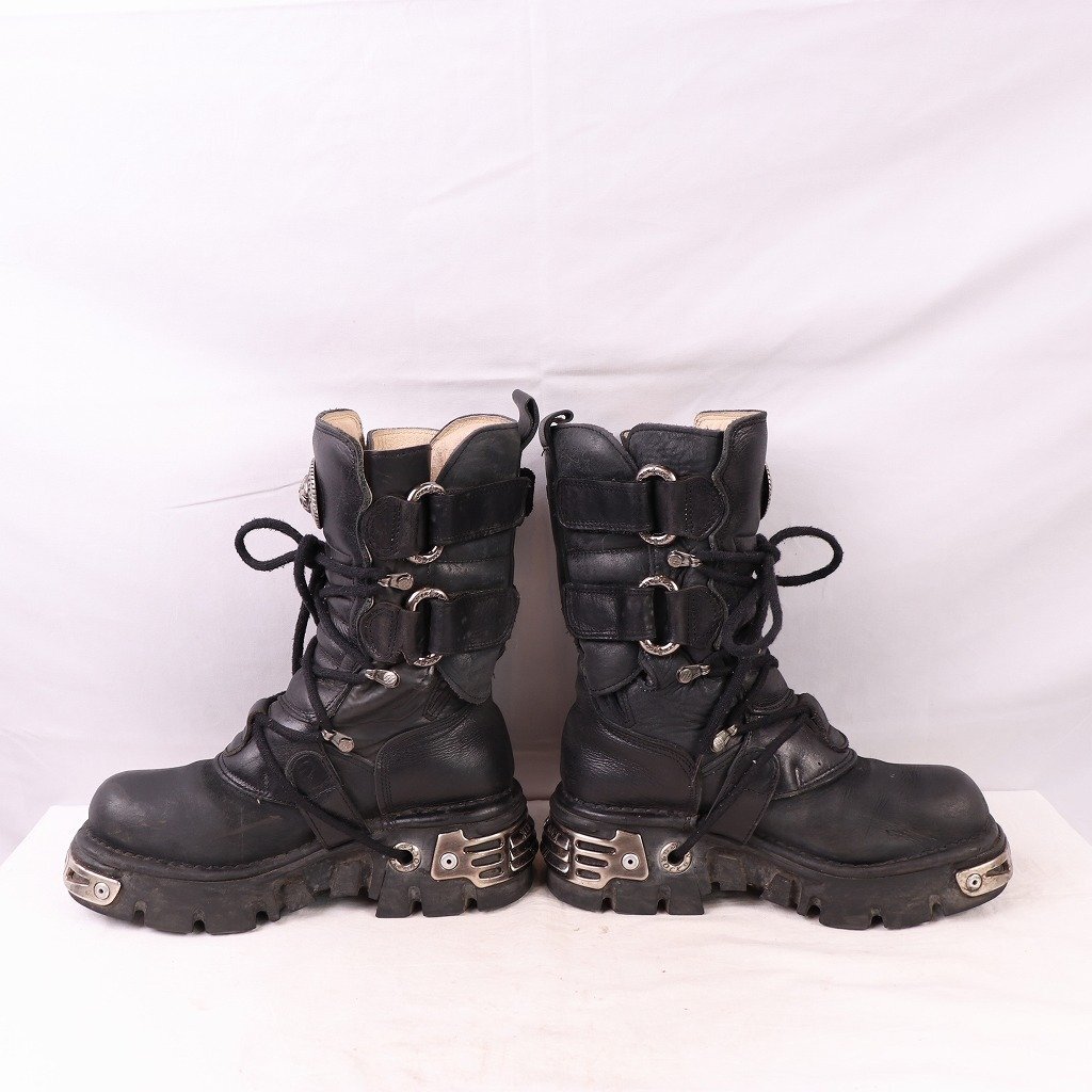 ニューロック 38 C 23.5cm 位/ スペイン製 NEWROCK 厚底 ラバーソール レザー ブラック 黒 レディース ウィメンズ 中古 古靴 eb1214_画像7