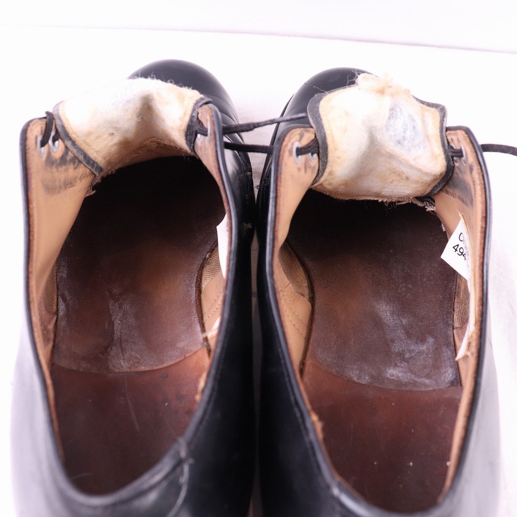 70\'s кожа подошва сервис обувь 7 W чёрный 6 отверстие черный вооруженные силы США US темно-синий Vintage мужской б/у обувь б/у одежда ds4335