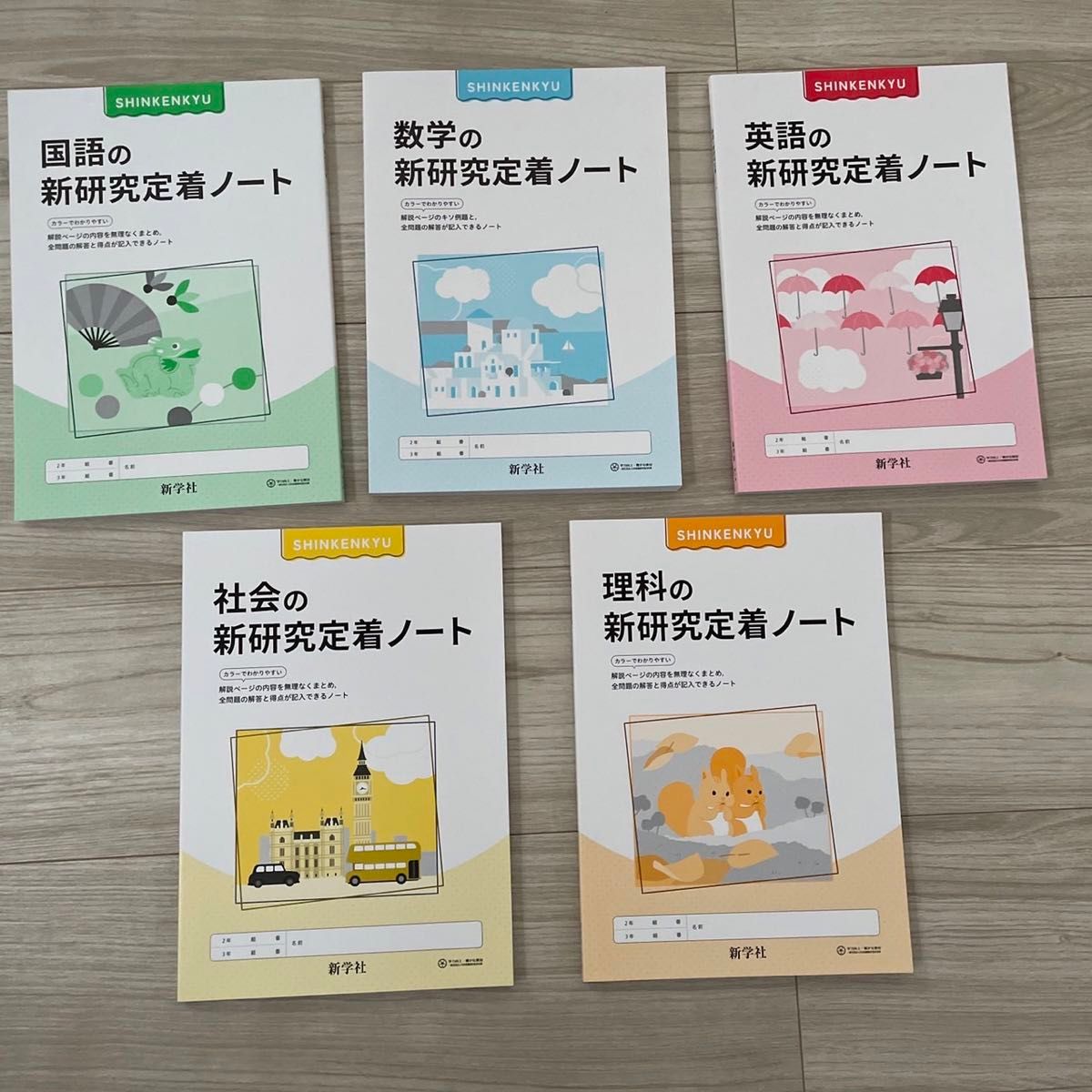 最新　令和6年　中学　新学社　新研究　5教科セット　ノート付　教師用