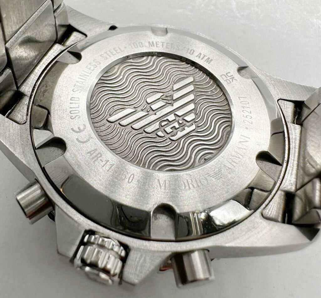【アルマーニ1円〜】EMPORIO ARMANI AR-11360 クロノグラフ 腕時計 メンズ 稼動品 中古 QZ 8611Cの画像5