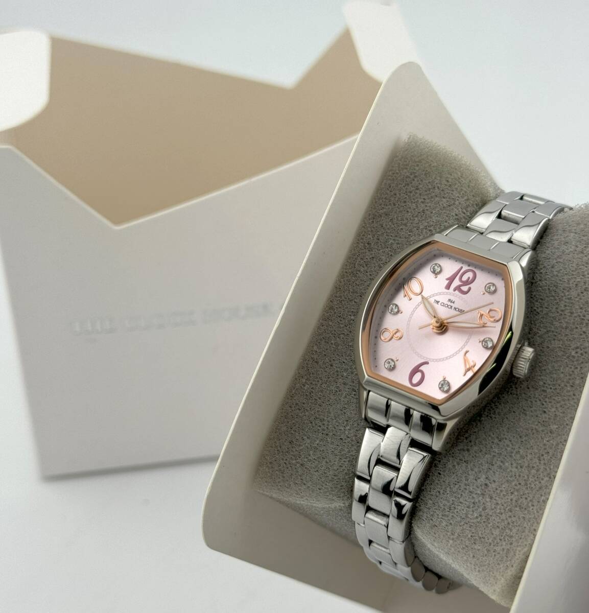 【ザ・ロックハウス 1円～】 ◎THECLOCKHOUSE◎ LBC5002 ビジネスカジュアル ピンク 腕時計 クォーツ 稼働 レディース U8121の画像1