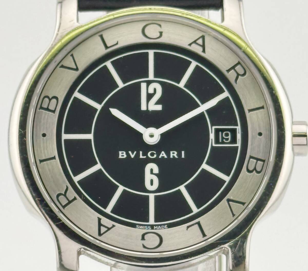 【ブルガリ 1円～】 ◎BVLGARI◎ ST35S ソロテンポ デイト 黒文字盤 腕時計 クォーツ 稼働 メンズ U85T97の画像2