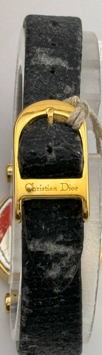 【ディオール　1円～】　◎CHRISTIANDIOR◎　3038　黒文字盤　ゴールド　腕時計　クォーツ　不動　レディース　E8231_画像4