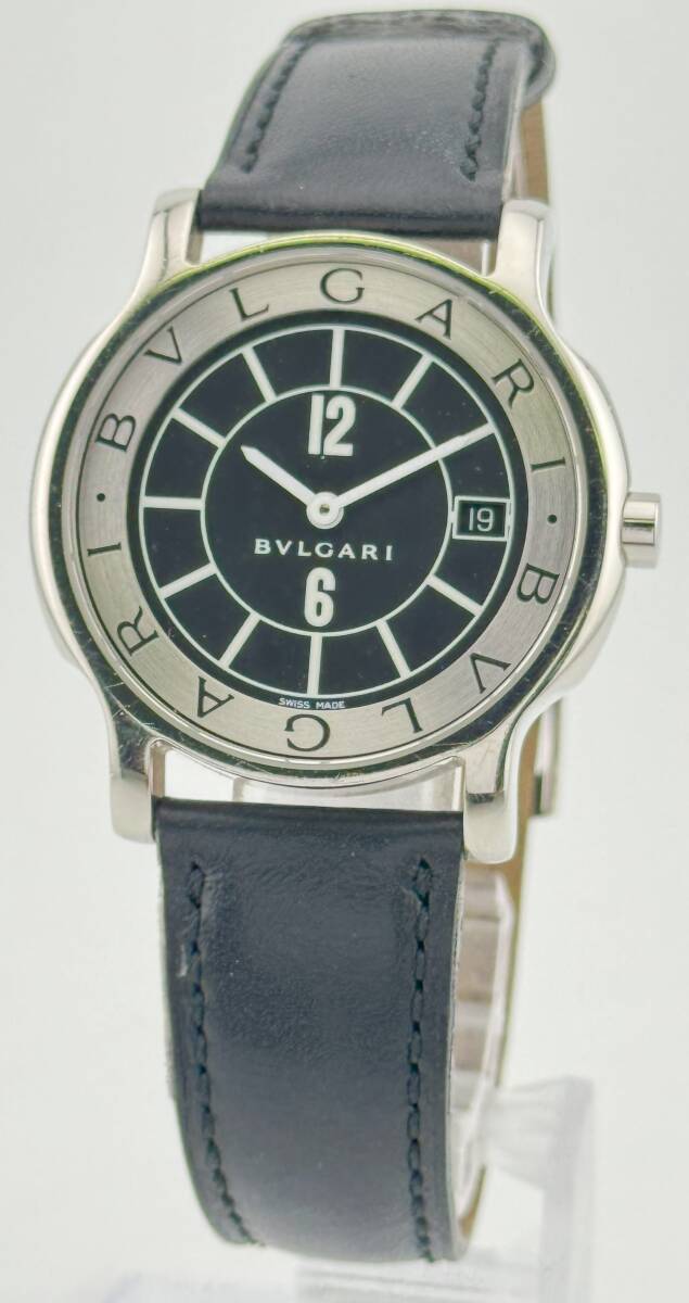 【ブルガリ 1円～】 ◎BVLGARI◎ ST35S ソロテンポ デイト 黒文字盤 腕時計 クォーツ 稼働 メンズ U85T97の画像1