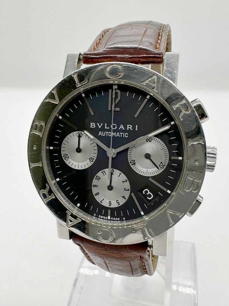 【ブルガリ1円〜】BVLGARI BB38SLCH クロノグラフ オートマティック 革 メンズ 腕時計 中古 稼動品 H85A66の画像1