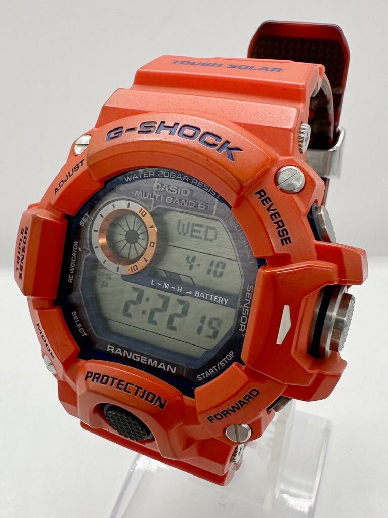 【カシオ1円〜】CASIO G-SHOCK GW-9400FBJ レンジマン 神戸市消防局救助隊50周年 電波ソーラー メンズ 腕時計 中古 稼動品 E8698Uの画像2