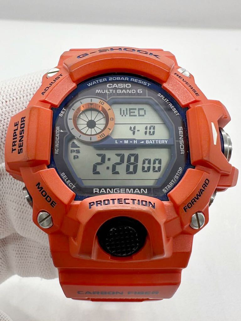 【カシオ1円〜】CASIO G-SHOCK GW-9400FBJ レンジマン 神戸市消防局救助隊50周年 電波ソーラー メンズ 腕時計 中古 稼動品 E8698Uの画像3