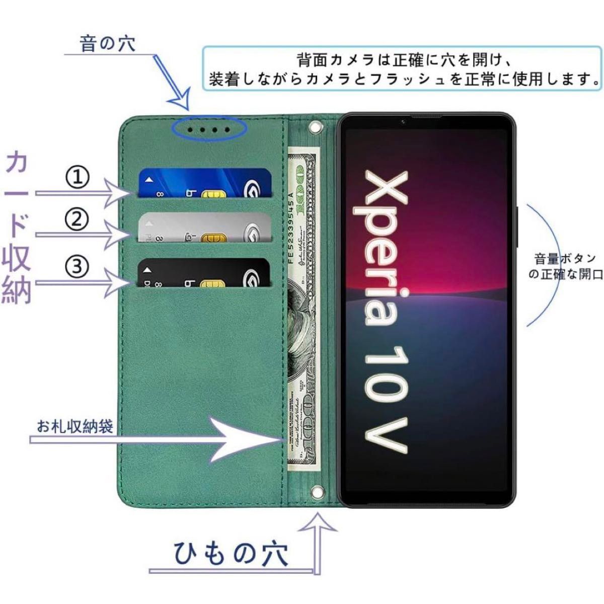 Xperia 10 V ケース 手帳 高質PUレザー Sony Xperia 10V カバー SO-52D ケース 手帳型 