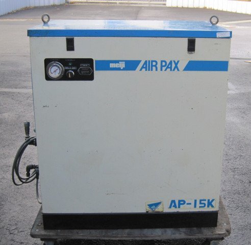 明治 〇〇2馬力パッケージコンプレッサー 吐出し空気量 140 リットル / min アンローダ式 (NK221214-05)