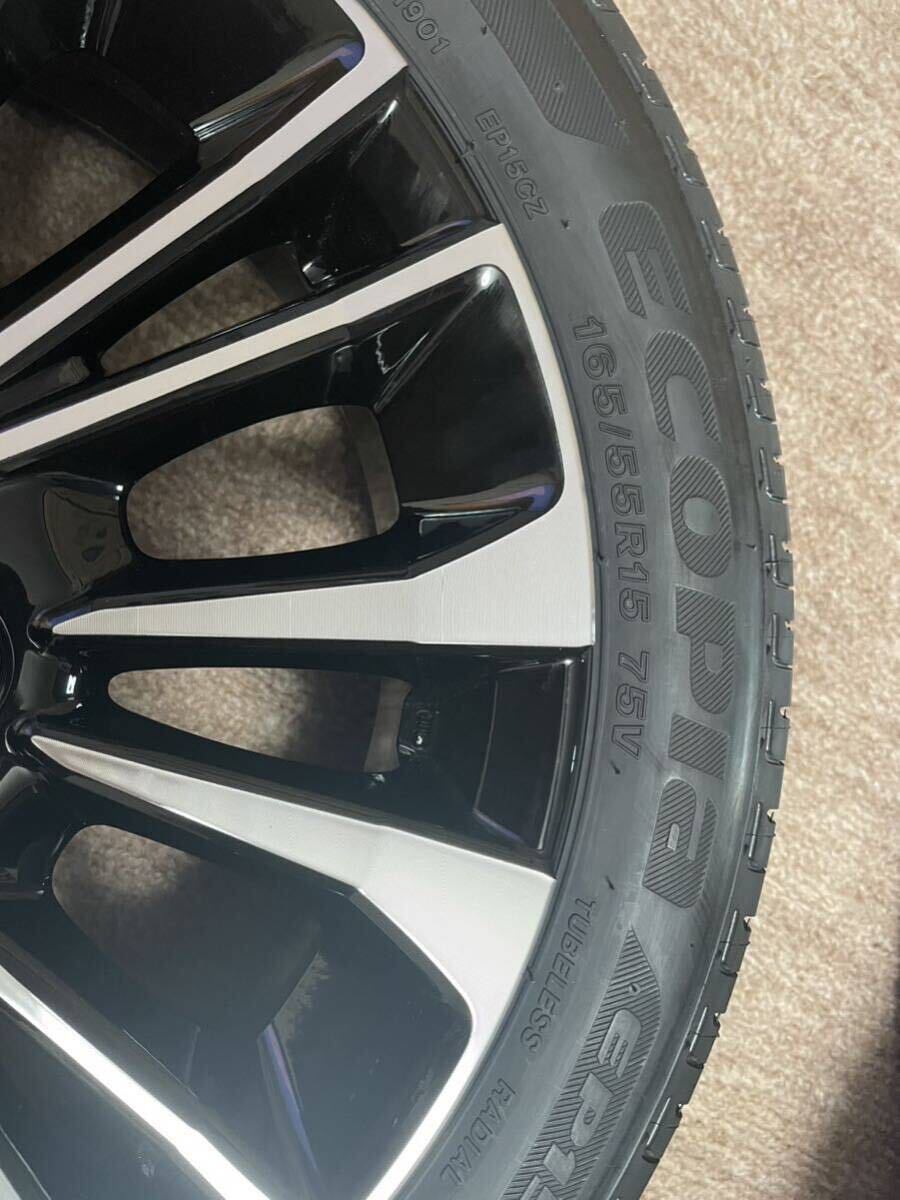 専用出品 3本セット 新車外し 未使用 ダイハツ タントカスタム RS 純正 LA650S タイヤホイール 165/55R15 ブリジストン エコピアの画像4