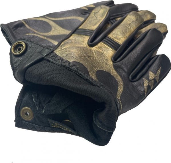 送料0 Vin&Age ヴィンアンドエイジ LUSTER FLARE SHORT GLOVES ラスターフレアショートグローブ VG24F GOLD-M 春夏秋用 クラック加工の画像6