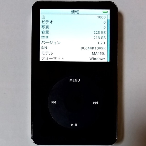 第5.5世代 iPod classic 80GB →240GB mSATA SSD 新品850mAhバッテリー MA450J 黒_画像1