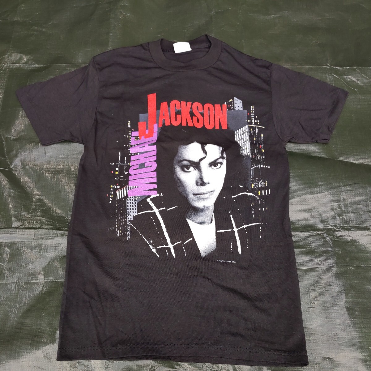 当時物　Tシャツ　マイケル・ジャクソン　Michael Jackson　BAD　1988 サイズMEDIUM　M 38-40　ビンテージ　キングオブポップ_画像1