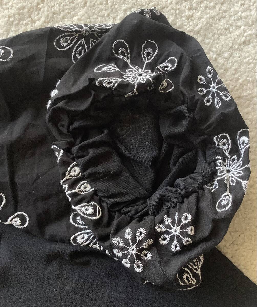 ADRIANNA PAPELLアドリアナパペル新品L♪黒アイボリー花柄刺繍のお袖がフェミニンなカットソー_柔らかいゴム