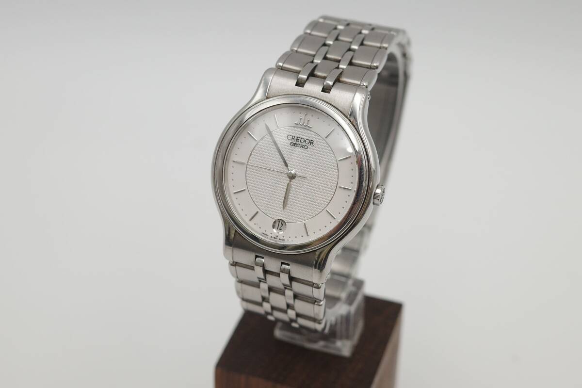 SEIKO CREDOR Seiko Credor Date 8J86 6A00 white face men's wristwatch immovable goods *7608