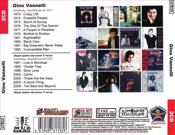 GINO VANNELLI CD1&2 大全集 MP3CD 2P◎_画像2