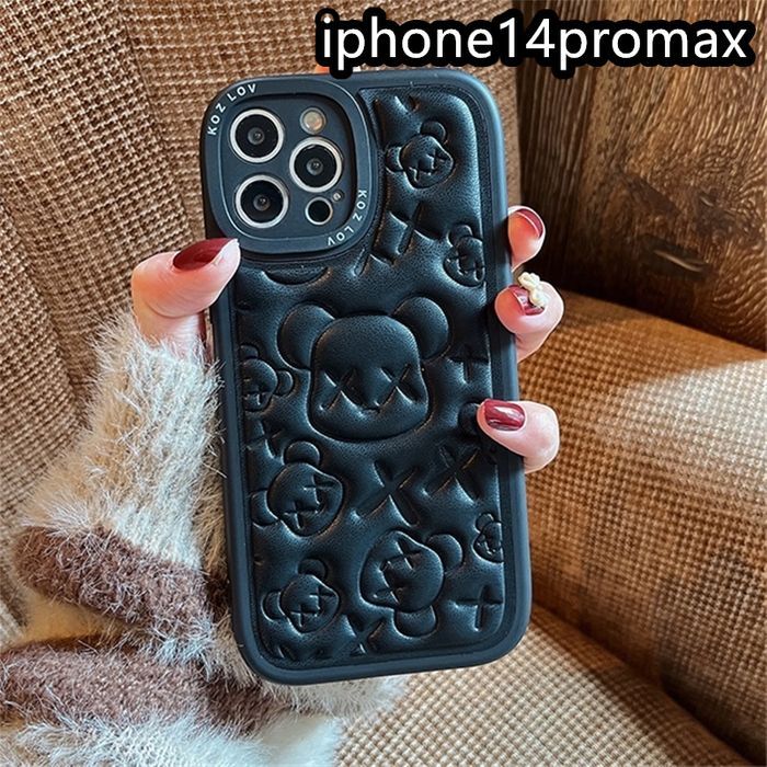 iphone14promaxケース カーバー TPU 　熊 ブラック1
