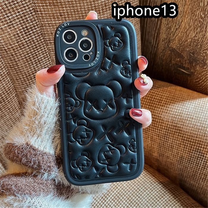 iphone13ケース カーバー TPU 　熊 ブラック1