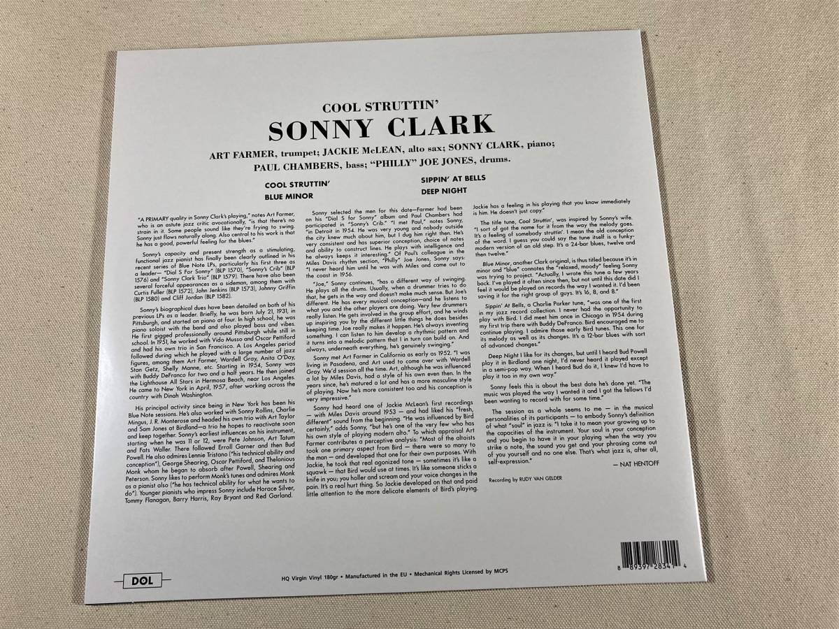 新品・未使用　送料500円　カラード・ブルー盤　美品　ソニー・クラーク　Sonny Clark　Cool Struttin　UK盤　180g重量盤　限定盤　1LP_画像3