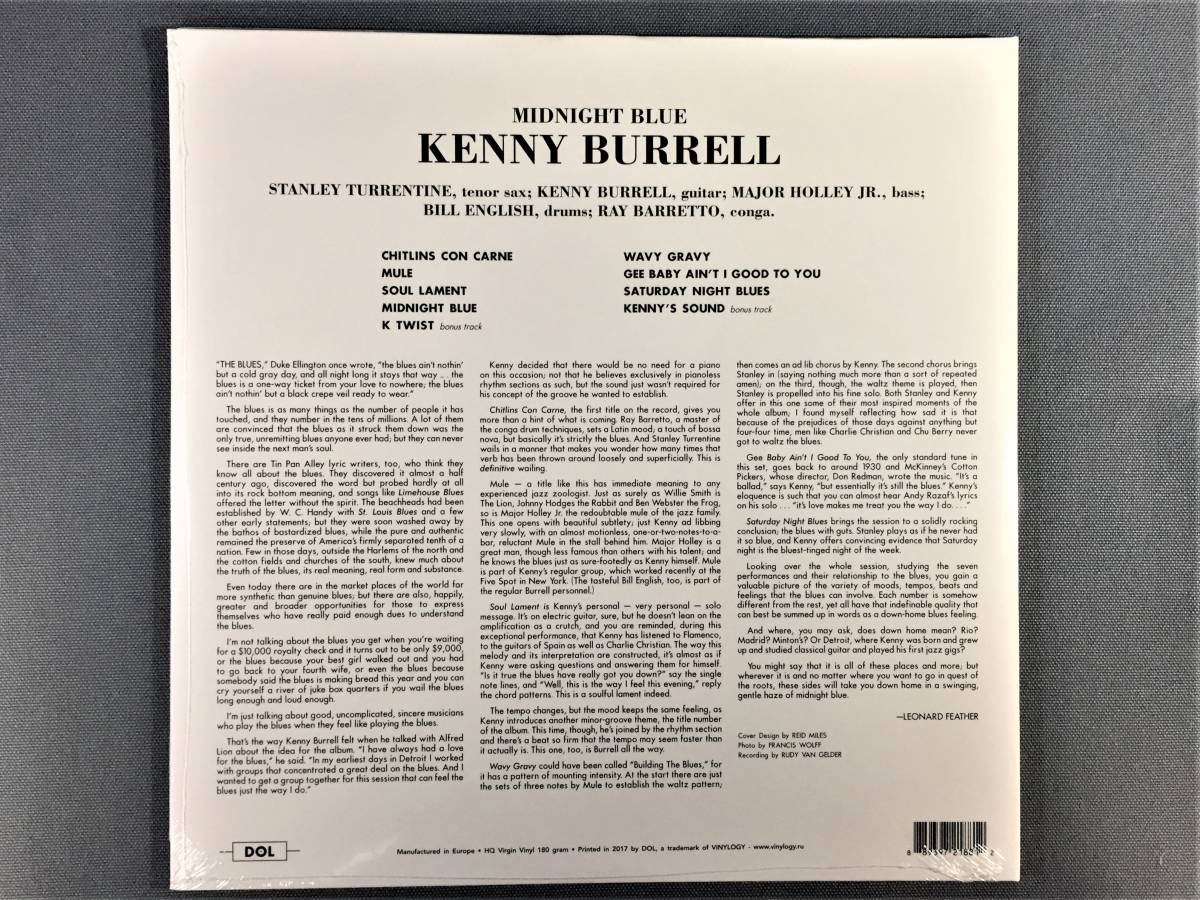 未開封 豪華見開きジャケ 美品 UK盤 高音質180g重量盤 ケニー・バレル Kenny Burrell Midnight Blue 1LP レコード アナログ の画像2