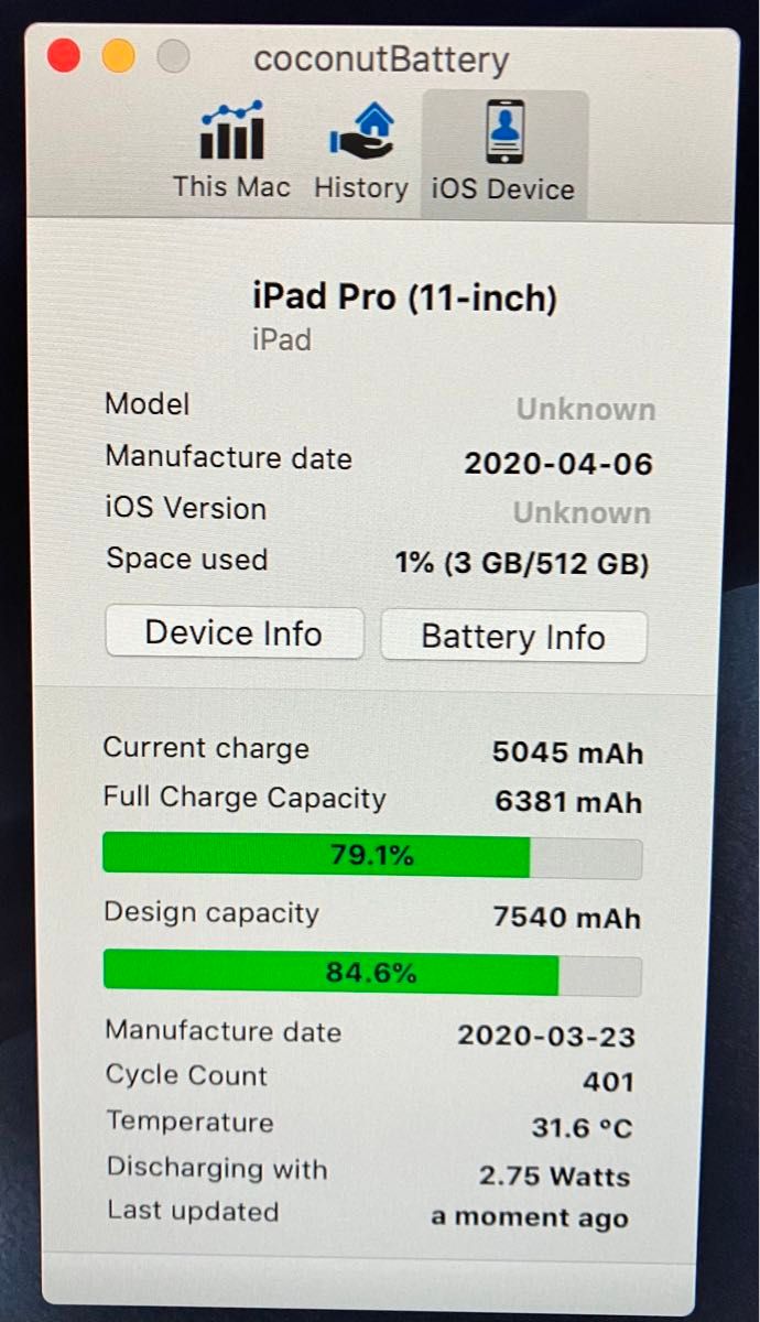 iPad Pro11インチ第2世代  WiFiモデル512GB  シルバー MXDF2J/A A2228