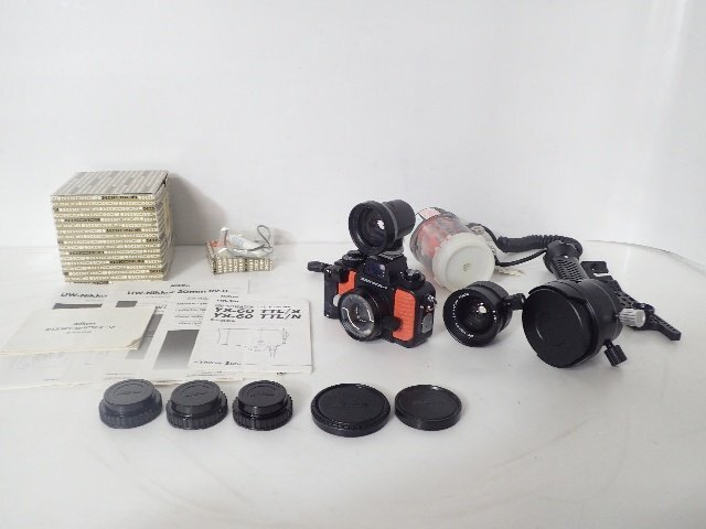 Nikon ニコン 水中カメラ NIKONOS-V + レンズ3本（15mm、20mm、35mm）、水中ストロボ YS-60、Oリングセット ★ 6DB6F-1の画像1