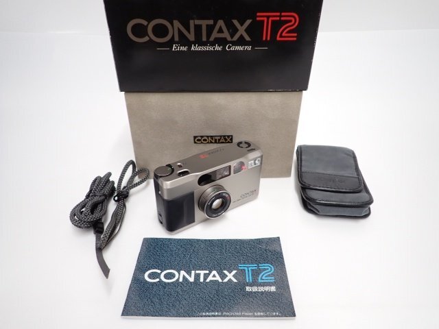 良品 CONTAX T2 (Sonnar 38mm F2.8 T*) コンタックス 京セラ コンパクトフィルムカメラ 元箱/説明書付 ∬ 6DE75-9の画像1