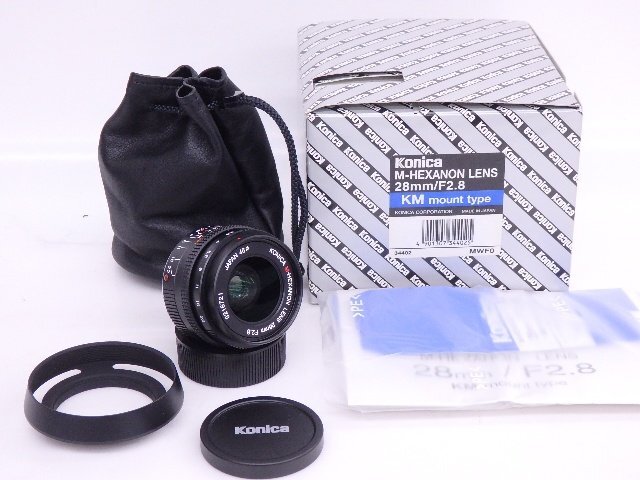 KONICA/コニカ 単焦点・広角レンズ M-Hexanon 28mm F2.8 KMマウント(ライカMマウント) フード・説明書・元箱付 ヘキサノン ◆ 6DE42-3