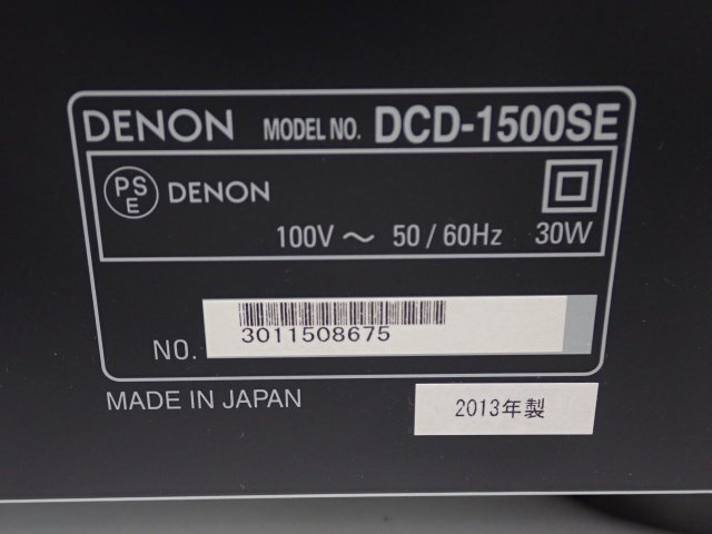 DENON DCD-1500SE デノン デンオン USBプレーヤー搭載 CDデッキ SACDプレーヤー リモコン付 動作品 ∬ 6DDD1-3