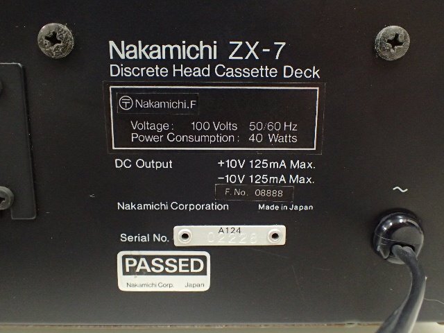 【一部整備品】 Nakamichi ナカミチ カセットデッキ ZX-7 元箱付き ∩ 6D017-1の画像5