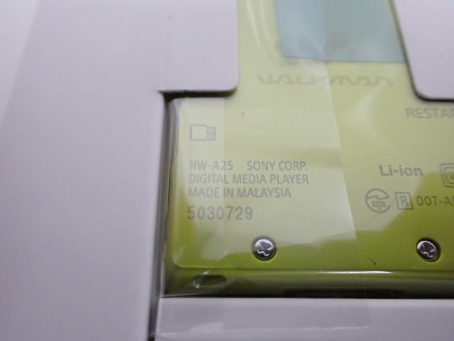 【個装未開封・未使用品】 SONY ソニー ハイレゾデジタルウォークマン A20シリーズ NW-A25HN ライムイエロー 16GB △ 6DF3E-1の画像5