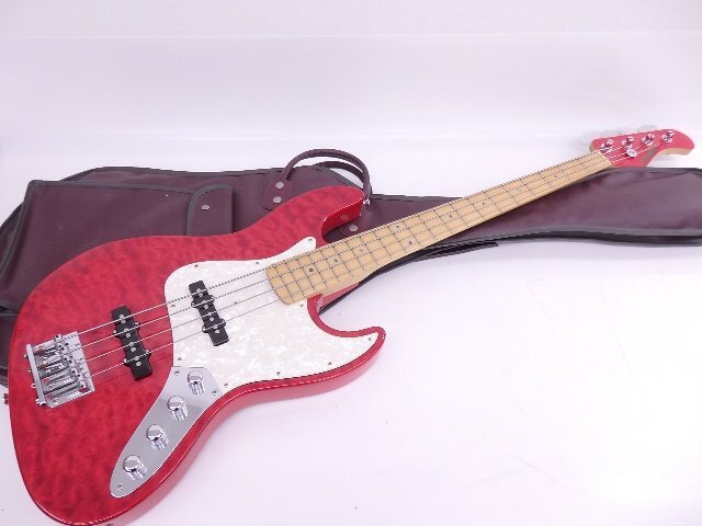 EDWARDS/エドワーズ 4弦エレキベース Artist Series E-T-125BZ See Thru Festa Red ラルク tetsuyaモデル ソフトケース付 ◆ 6E0C7-1の画像1