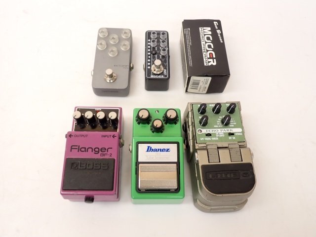 エフェクター おまとめ5点 LINE6 ECHO PARK + Ibanez TS9 + XTOMP mini + BOSS BF-2 + Gas Station MOOER □ 6DEA6-4の画像1