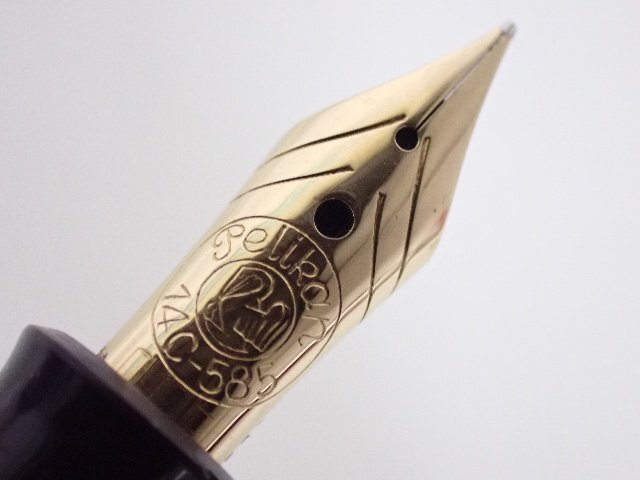 万年筆 PELICAN ペリカン 金キャップ 緑縞 ペン先14C-585 ∩ 6DEBC-87の画像4