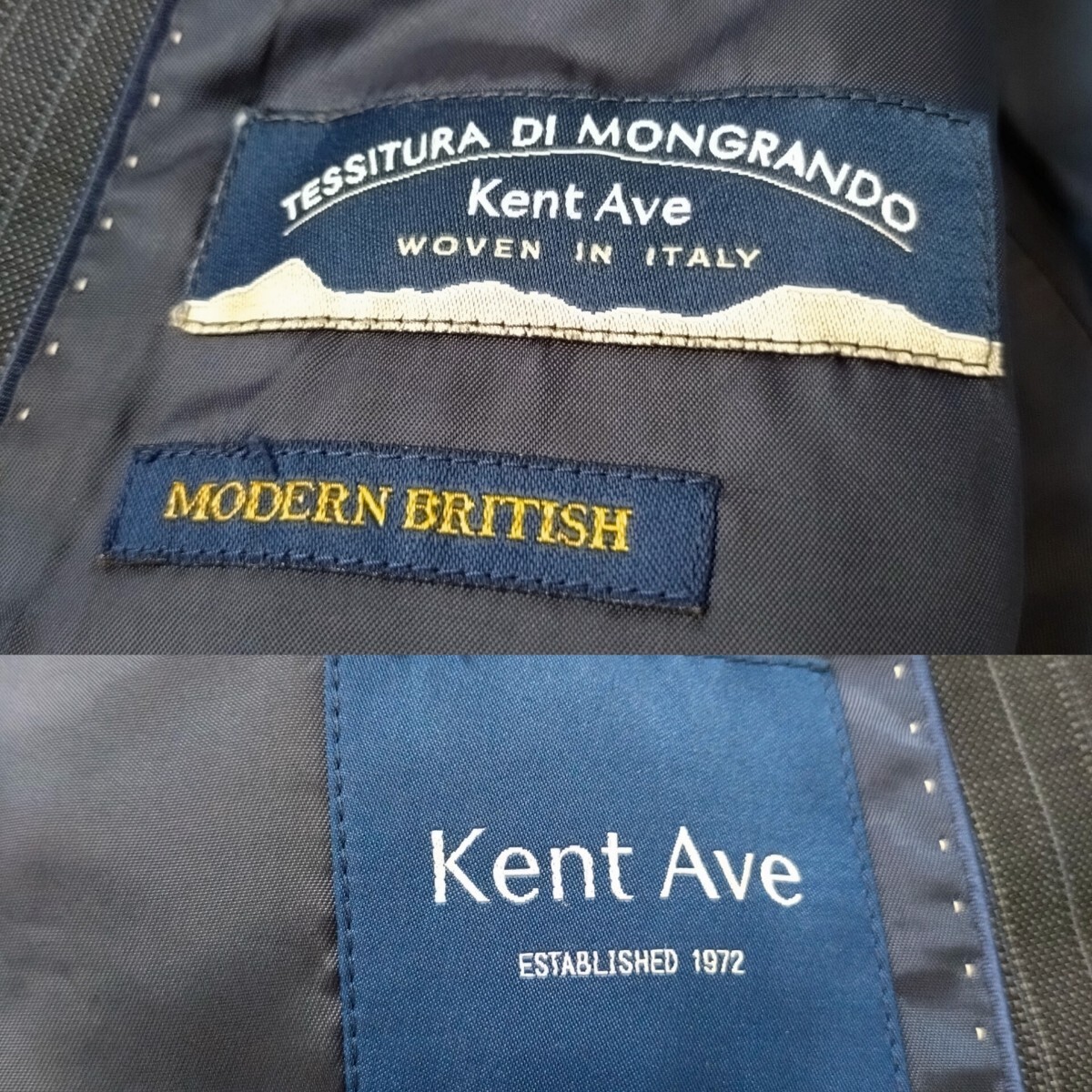 ケント【抜群の汎用性】KENT MODERN BRITISH テーラードジャケット ネイビー 紺 2B 総裏地 本切羽 ストライプ アンコン 上品 艶感 A5 M_画像10