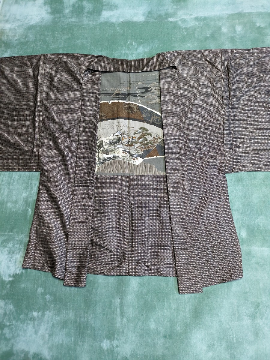 お36 男性 羽織 茶色 大島紬の画像1