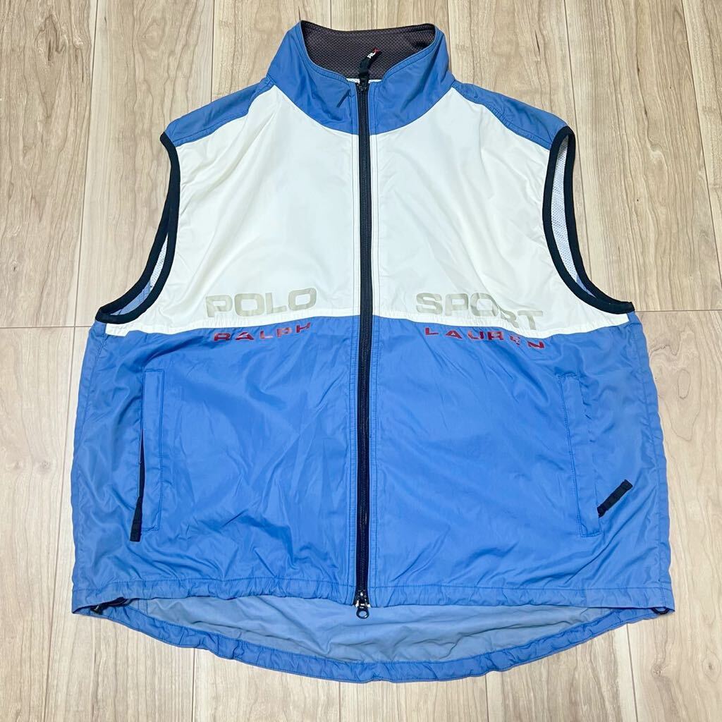 ★送料360円★90s ビンテージ POLO SPORT Ralph Lauren ラルフローレン ナイロンベスト ロゴ サイズXXL ヴィンテージ 古着 R-5800の画像1