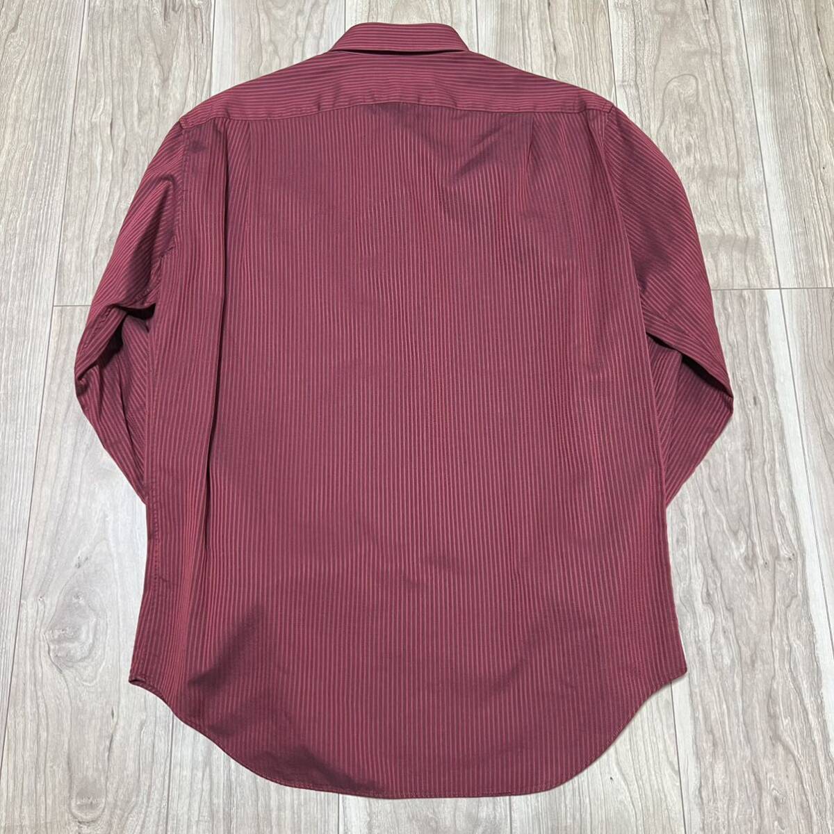 ★送料360円★Paul Smith ポールスミス LONDON ボルドー 長袖シャツ メンズ 綿100% サイズM ストライプ 日本製 R-5893_画像4